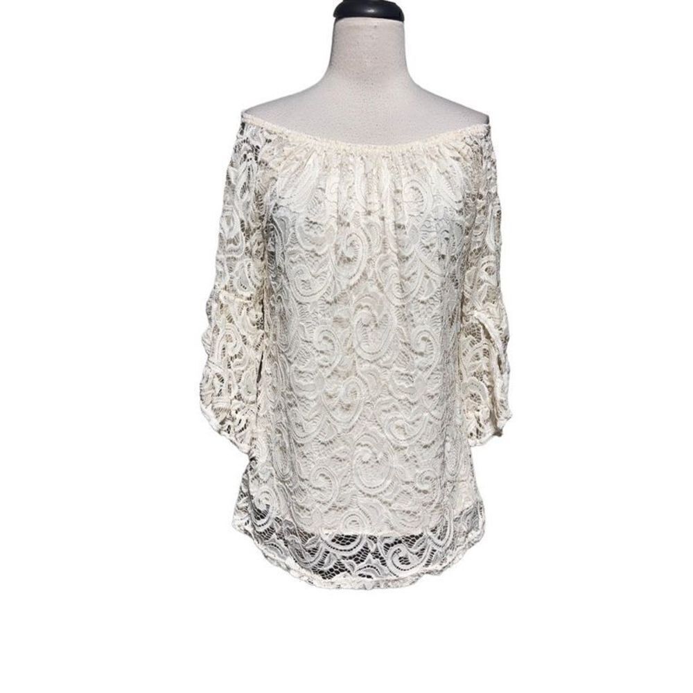 Lildy 3/4 Sleeve All Lace Pheasant Dress Boho Cold Shoulder Mini Dress Small